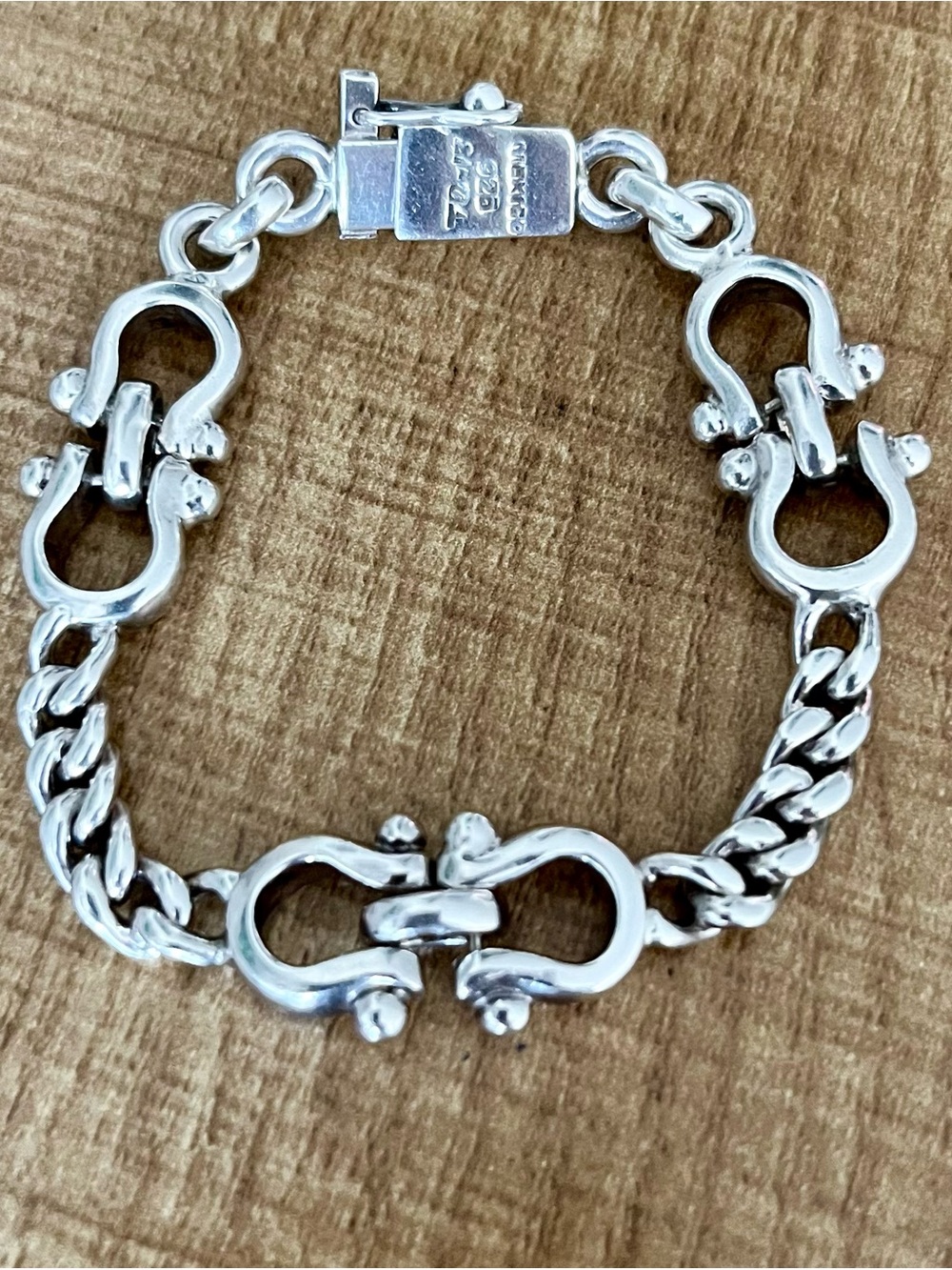 Sterling Silver Y2K horses shoe chain link bracelet 925 Taxco México